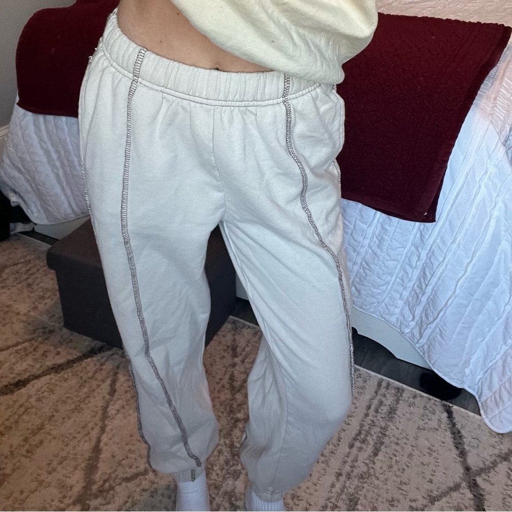 Cozy Cream Joggers with Stitch Detail